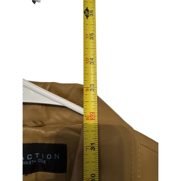 Reaction Kenneth Coal G.III Apparel Womens Tan Leather Coat Size L - Picture 9 of 11